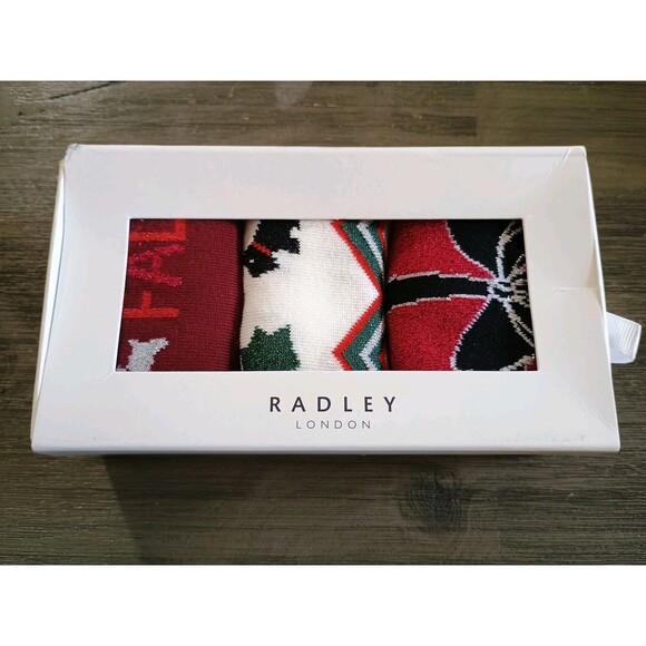Radley London Dark Red It's Christmas Sick Set Of 3 New Scottish Terrier - Picture 1 of 6